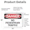 Signmission No Pedestrian Traffic Danger Sign, Vinyl Decal, 24in W x 18in L, 2PK OS-2PACK-DS-D-1824-L-19443 - alternate 2